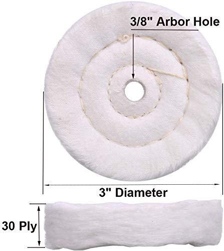3 Inch ultra fine cotton 1 Treated Yellow Cotton 1 Fine Cotton 1 Buffing Polishing Wheel 2/5 inch Arbor Hole for Mini Bench Grinder with one 1/4" Shank for Drill - SCOTTCHEN