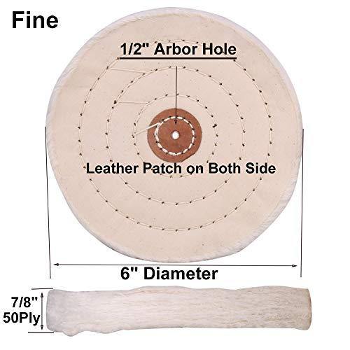 SCOTTCHEN Buffing Wheel Kit 6inch Soft(30 Ply) Fine(50 Ply) Medium (1/2" Thick) coarse(5 Ply) For Bench grinder With 1/2"(soft and fine) and 3/8"(medium and coarse) Arbor Hole - 4 Pcs - SCOTTCHEN
