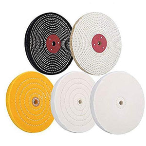 8inch Buffing Polishing Wheel Soft(60 Ply) Fine（60 Ply）Medium（40 Ply） Coarse（3/5 in Thick）Rough（3/5 in Thick） Polish Pad For Bench grinder With 5/8" Arbor Hole 5 Pcs - SCOTTCHEN