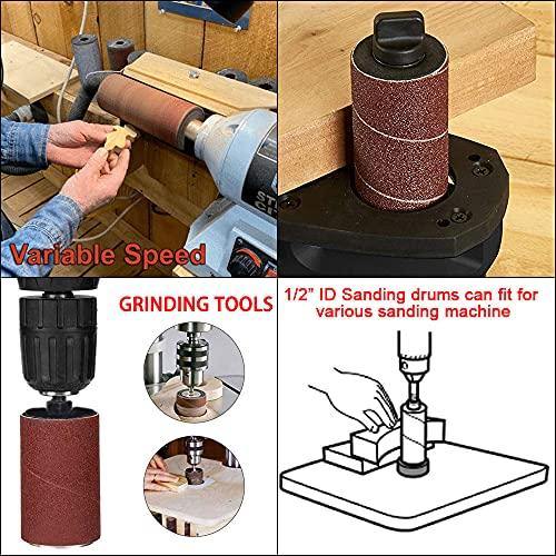 SCOTTCHEN PRO Spindle Sander Adaptor with Rubber Sanding Drum Kit  and Sandpaper Sleeves - SCOTTCHEN